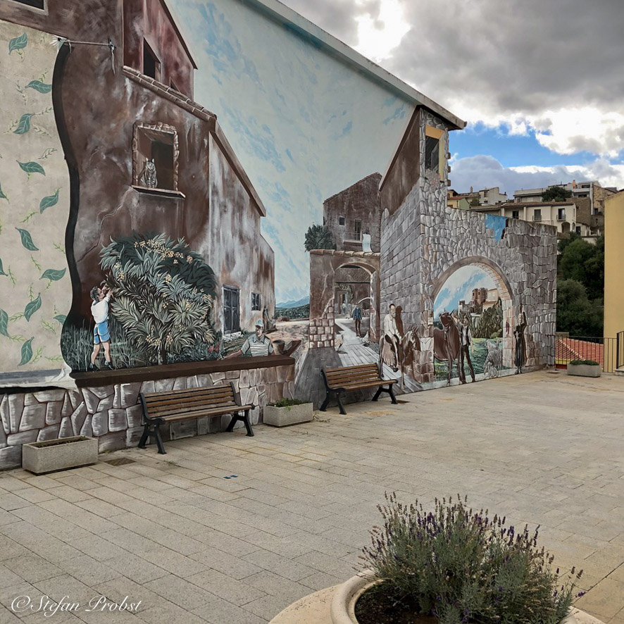 Sardinien Triei Wandmalerei Stadt