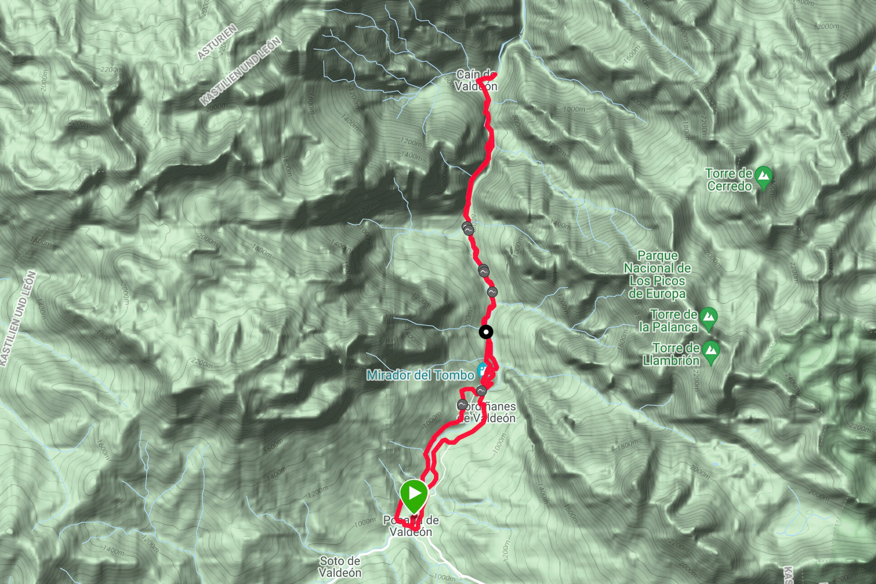 Mountainbiketour Posada de Valdeón nach Cain de Valdeón Karte